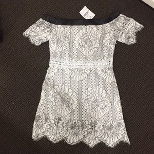 Forever 21 Lace Black & White Short Dress - Size S